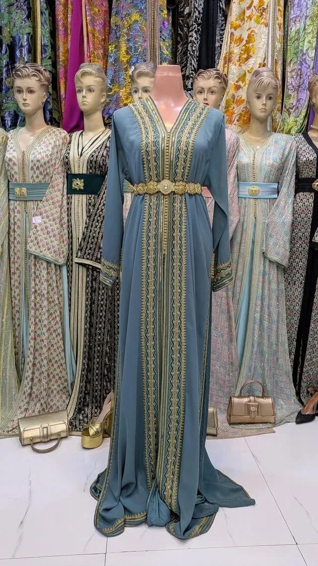 Caftan Bleu Gris – Sfifa Dorée