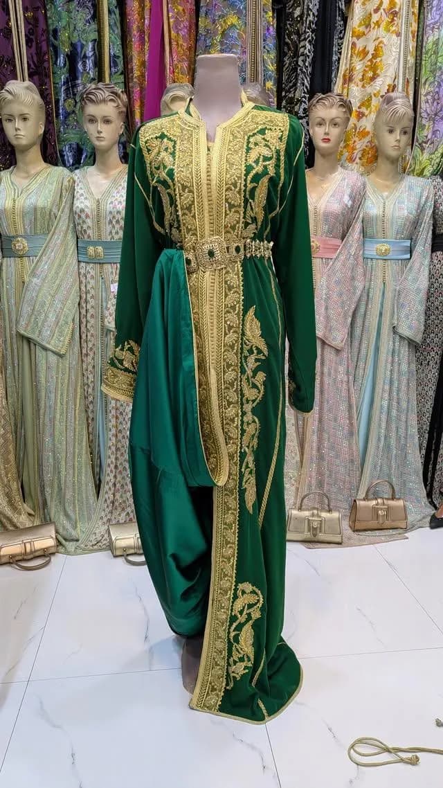 Takchita Vert Émeraude – Broderie Dorée